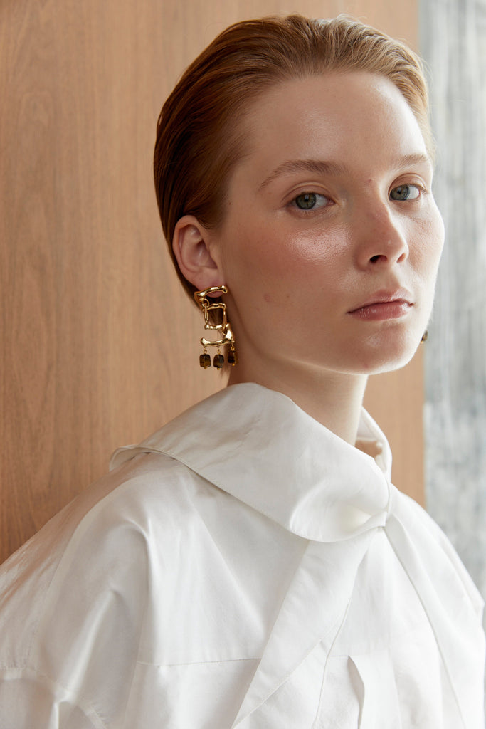 Aztec Gold Tiger Eye Earrings - Nakamol