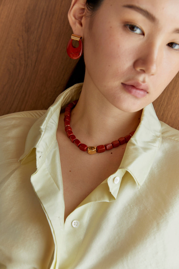 Brown Jasper Beaded Short Necklace - Nakamol