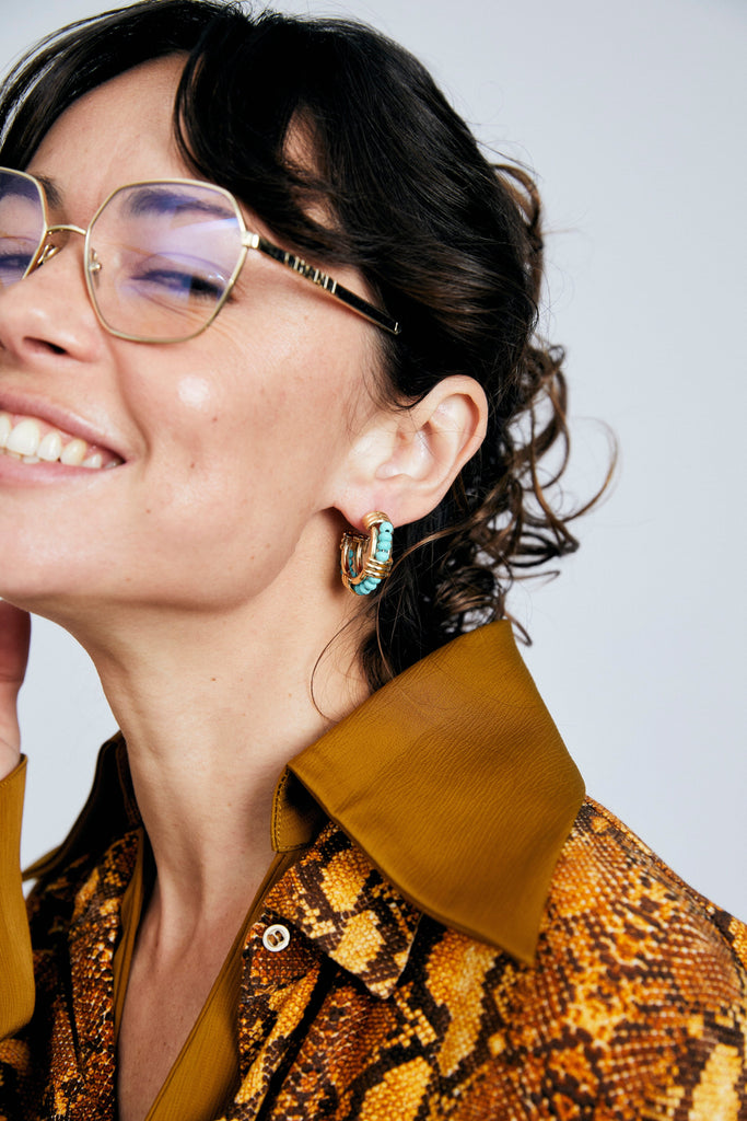 Turquoise C Hoop Earrings - Nakamol