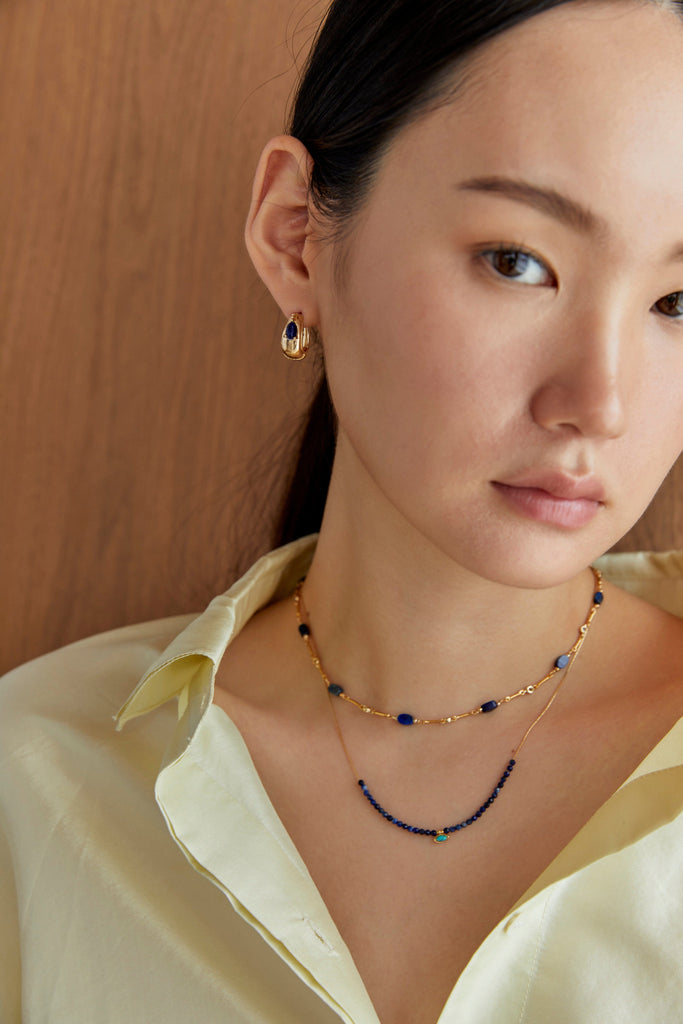 Lapis Lazuli Beaded Chain Necklace - Nakamol
