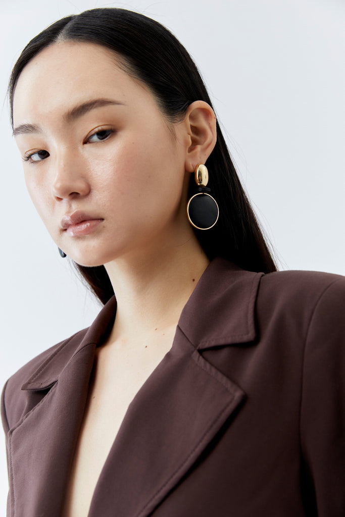 Black Coin Drop Earrings - Nakamol