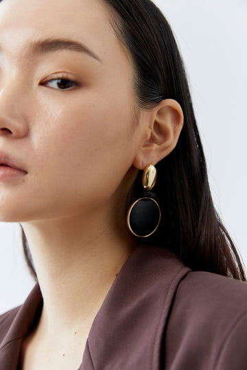 Black Coin Drop Earrings - Nakamol