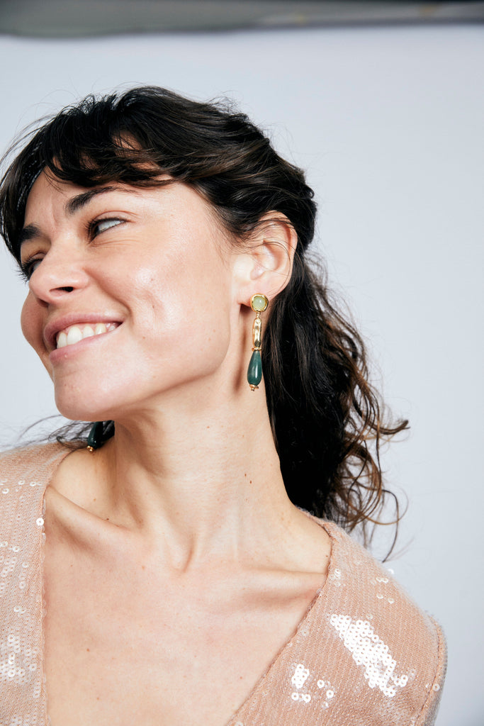 Unakite Long Drop Earrings - Nakamol