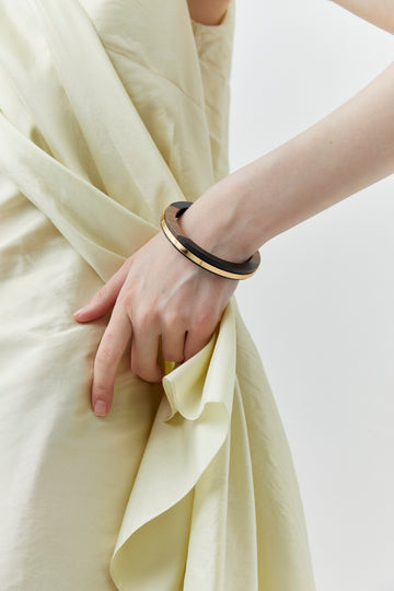 Dark Brown Gold Mix Bangle - Nakamol