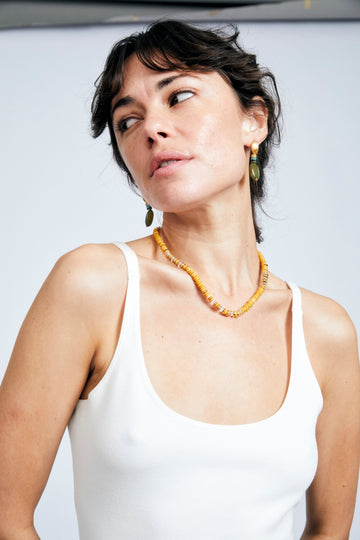 Amazonite Mix Gold Drop Earrings - Nakamol