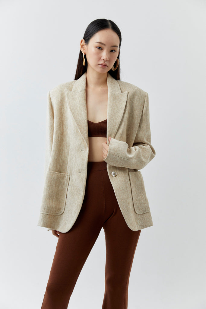 Flat Asymmetrical Brown Creme Earrings - Nakamol