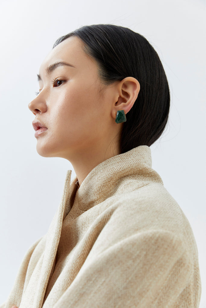 Green Geometric Stone Earrings - Nakamol
