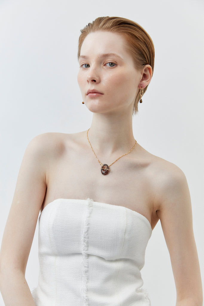 Brown Agate Disc Pendant Necklace - Nakamol