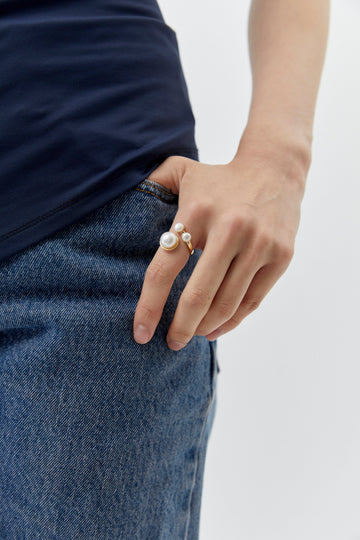 Mother and Child Pearl Gold Ring - Nakamol