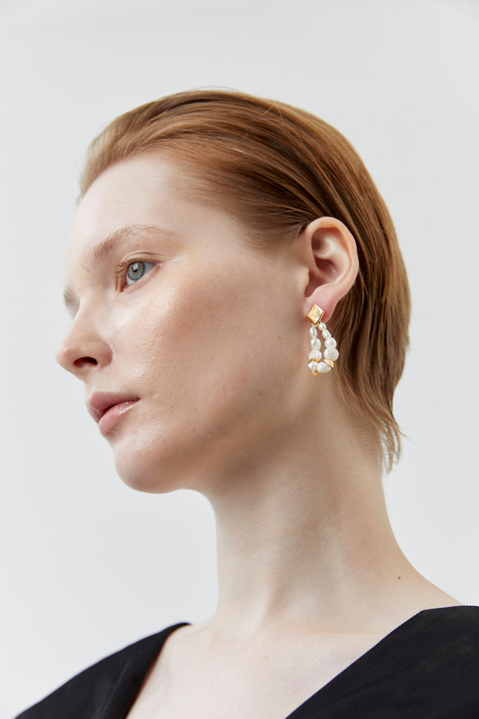White Pearl Teardrop Earrings - Nakamol