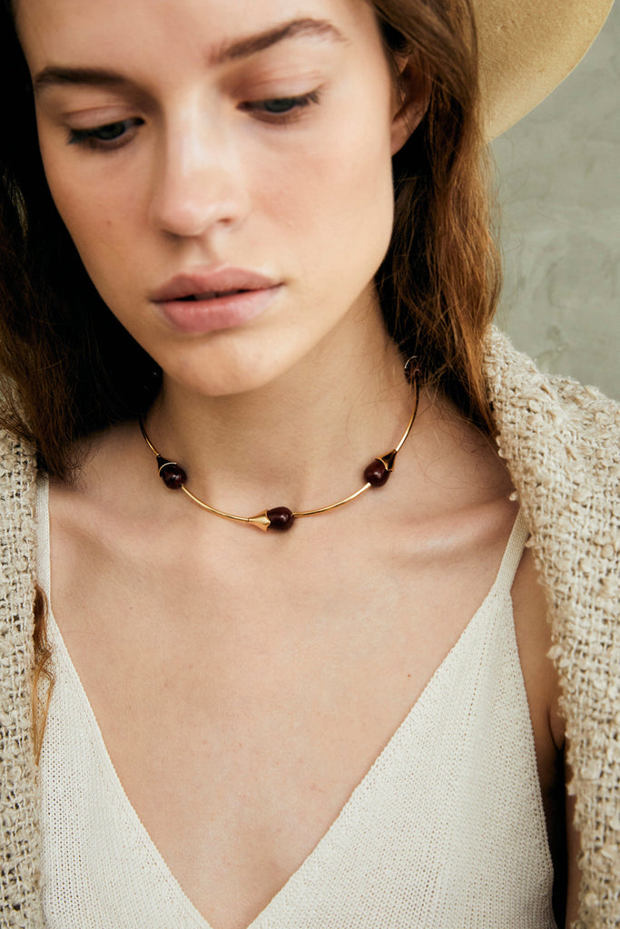 Brown Jasper Gold Necklace - Nakamol