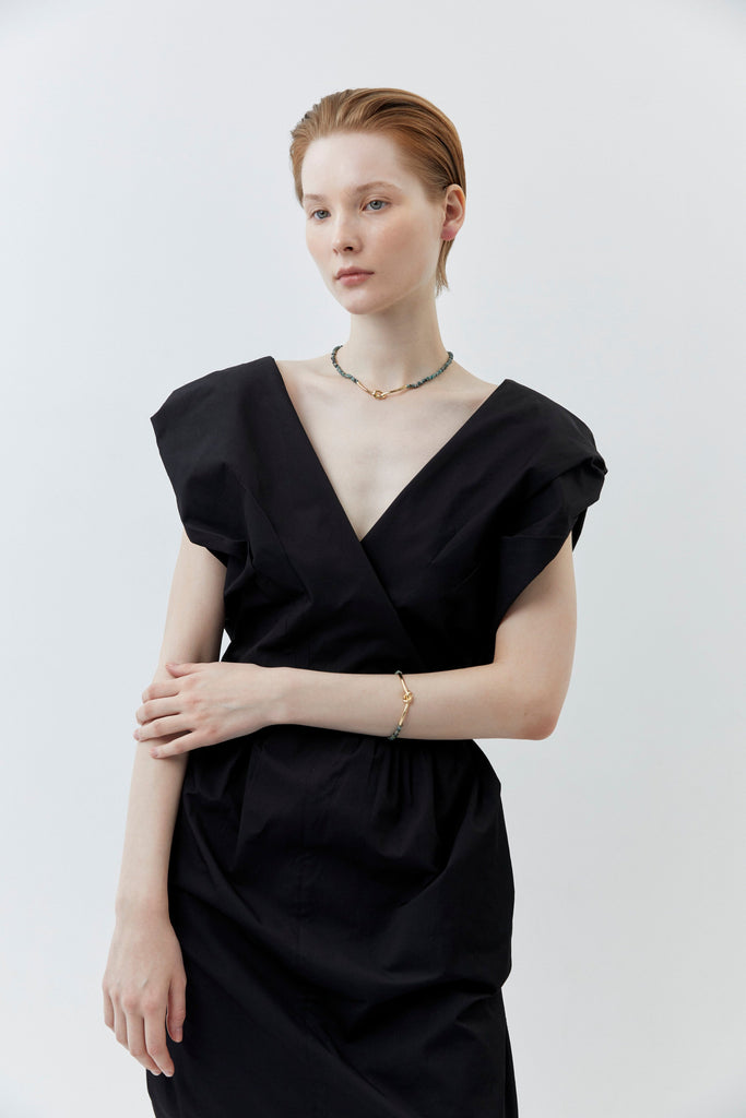 Unakite Gold Semi-Bangle Stretchy Bracelet - Nakamol