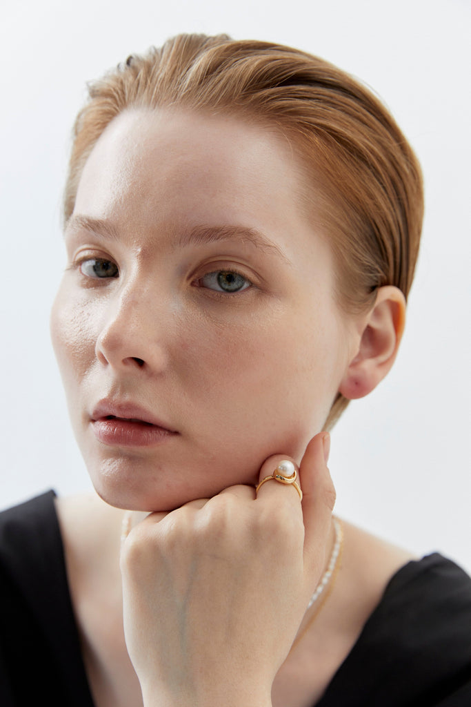 Single Pearl Gold Ring - Nakamol