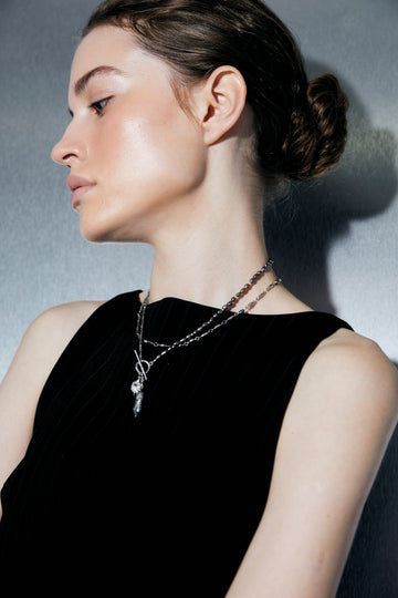 Grey Pearl Rhodium Necklace - Nakamol