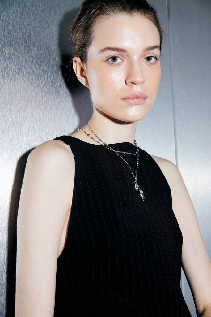 Grey Pearl Rhodium Necklace - Nakamol