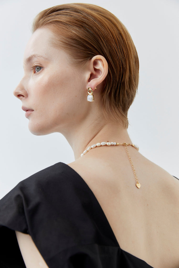 Rice Pearl Gold Pendant Necklace - Nakamol