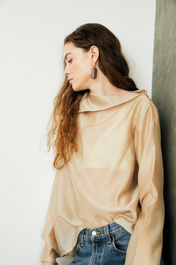 Dark Brown Bar Drop Earrings - Nakamol