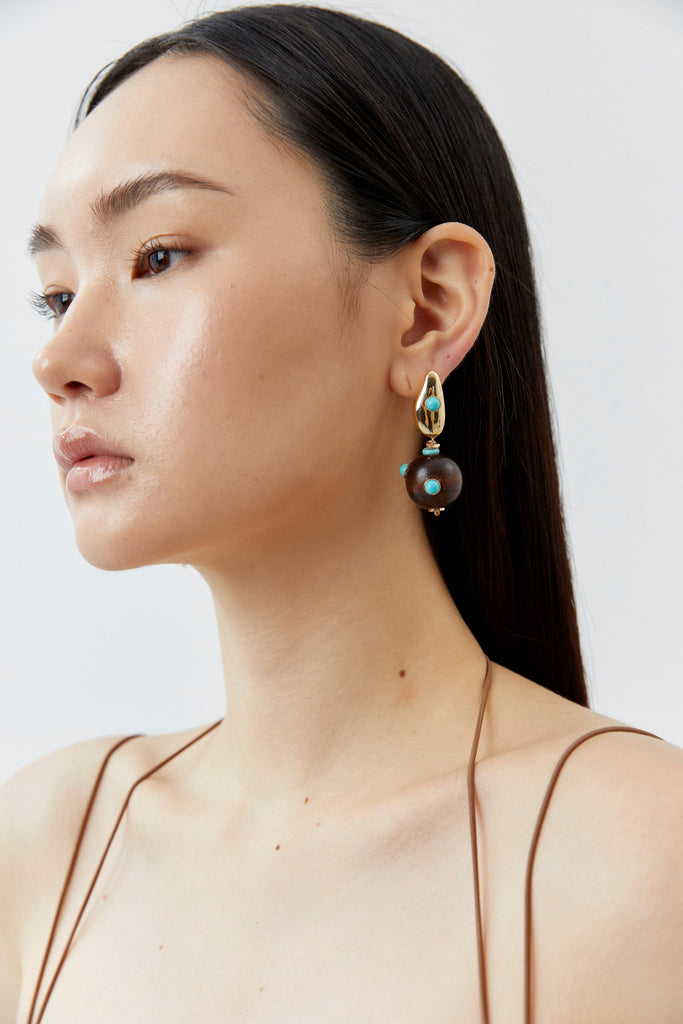 Turquoise Black Ball Drop Earrings - Nakamol