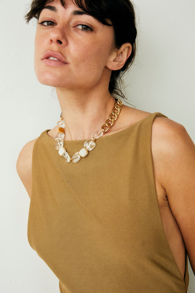 Clear Crystal Chunky Chain Necklace - Nakamol