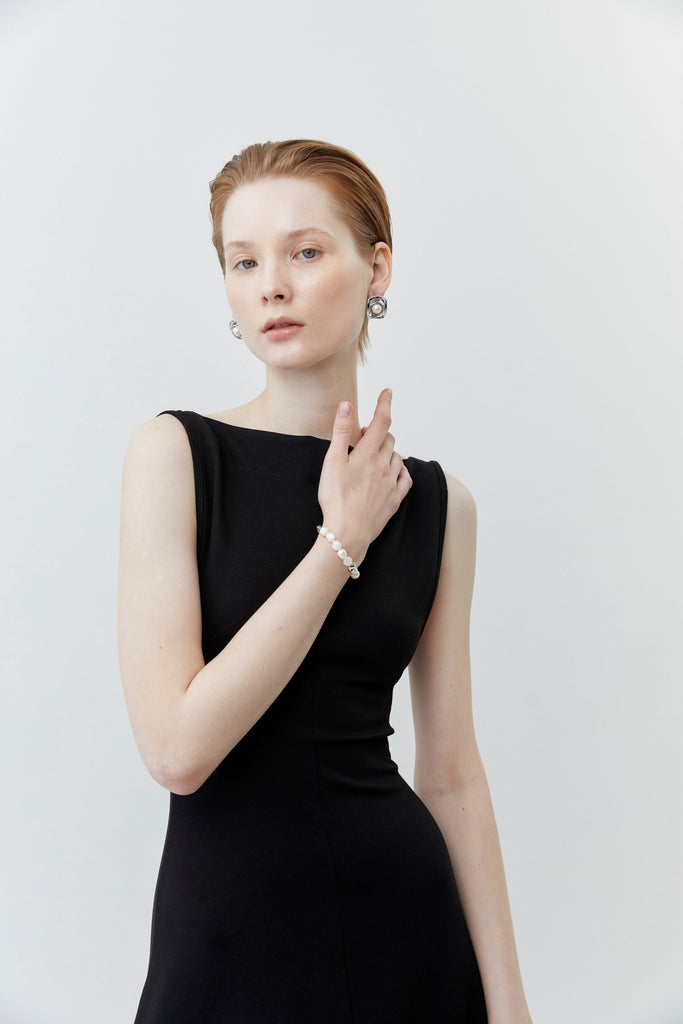Square Pearl Rhodium Earrings - Nakamol