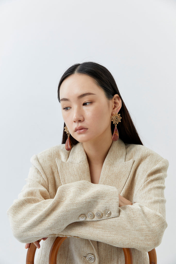 Starburst Brown Drop Earrings - Nakamol