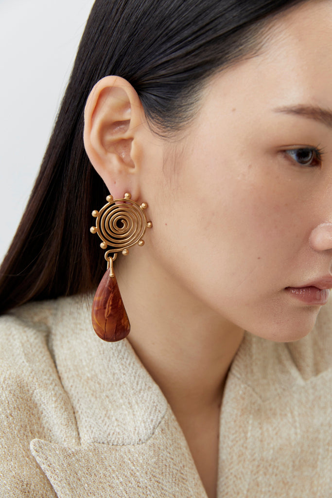Starburst Brown Drop Earrings - Nakamol