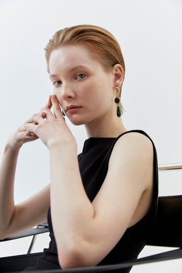 Blue Green Stone Drop Earrings - Nakamol