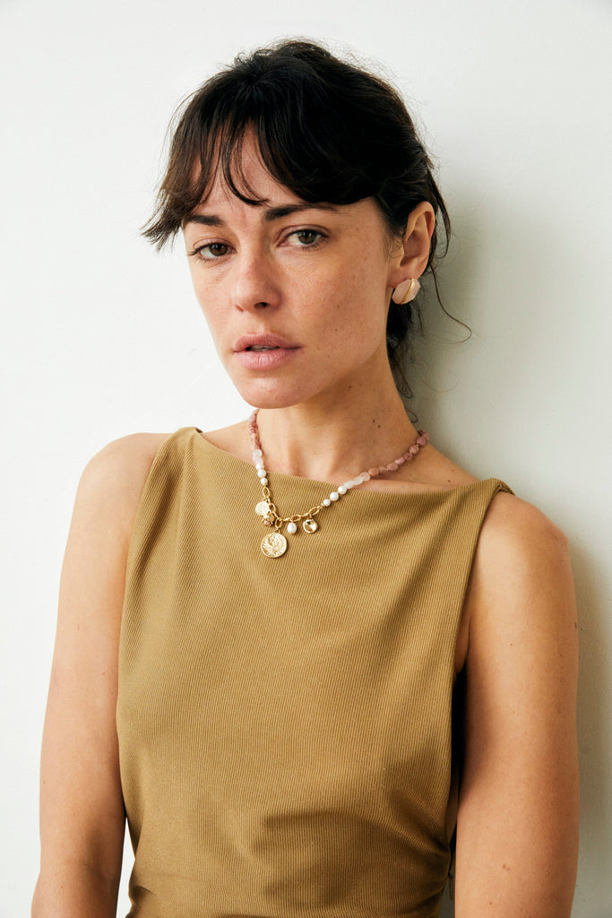 Chunky Rose Quartz Earrings - Nakamol