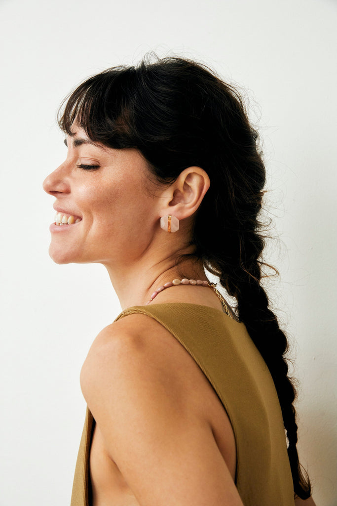 Chunky Rose Quartz Earrings - Nakamol