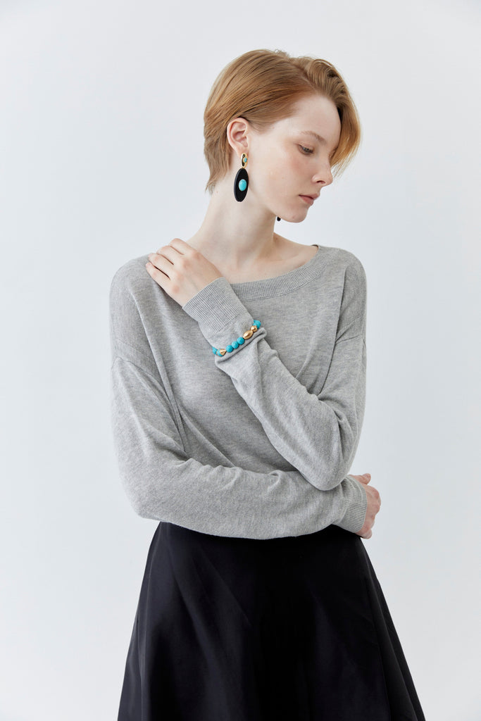 Turquoise Drop Elongated Black Earrings - Nakamol