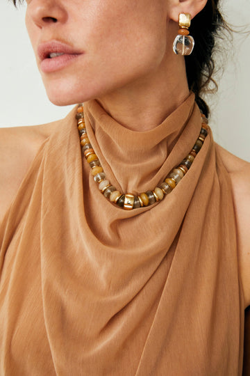 Chunky Brown and White Necklace - Nakamol