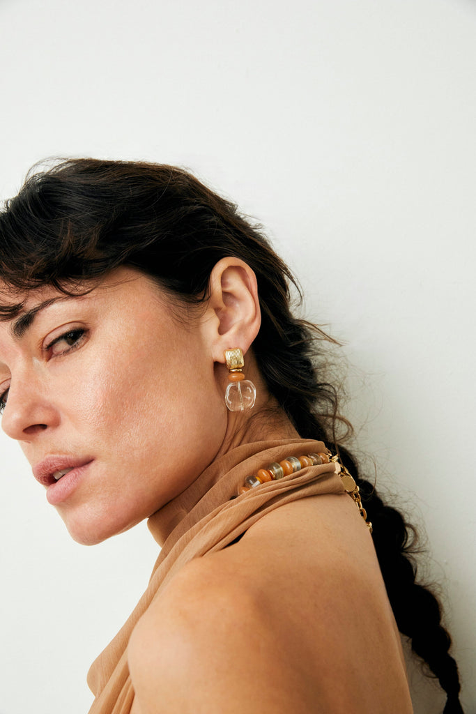 Clear Crystal Mix Drop Earrings - Nakamol