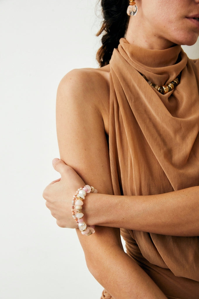 Chunky Peach Stone  Stretchy Bracelet - Nakamol