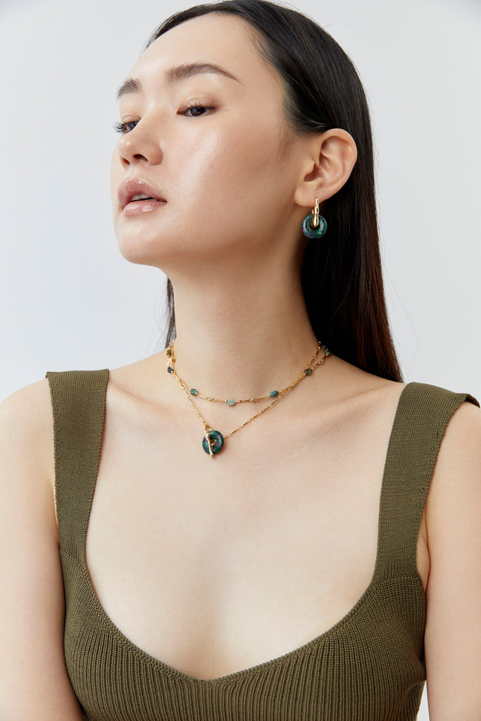 Green Disc Pendant Necklace - Nakamol