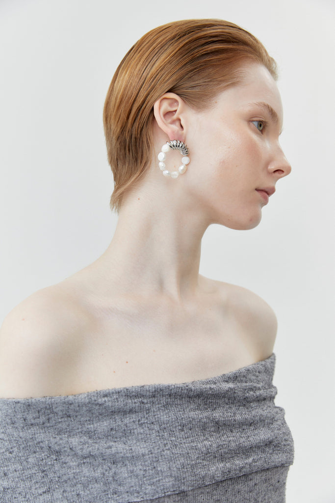 White Pearl Sphere Earrings - Nakamol