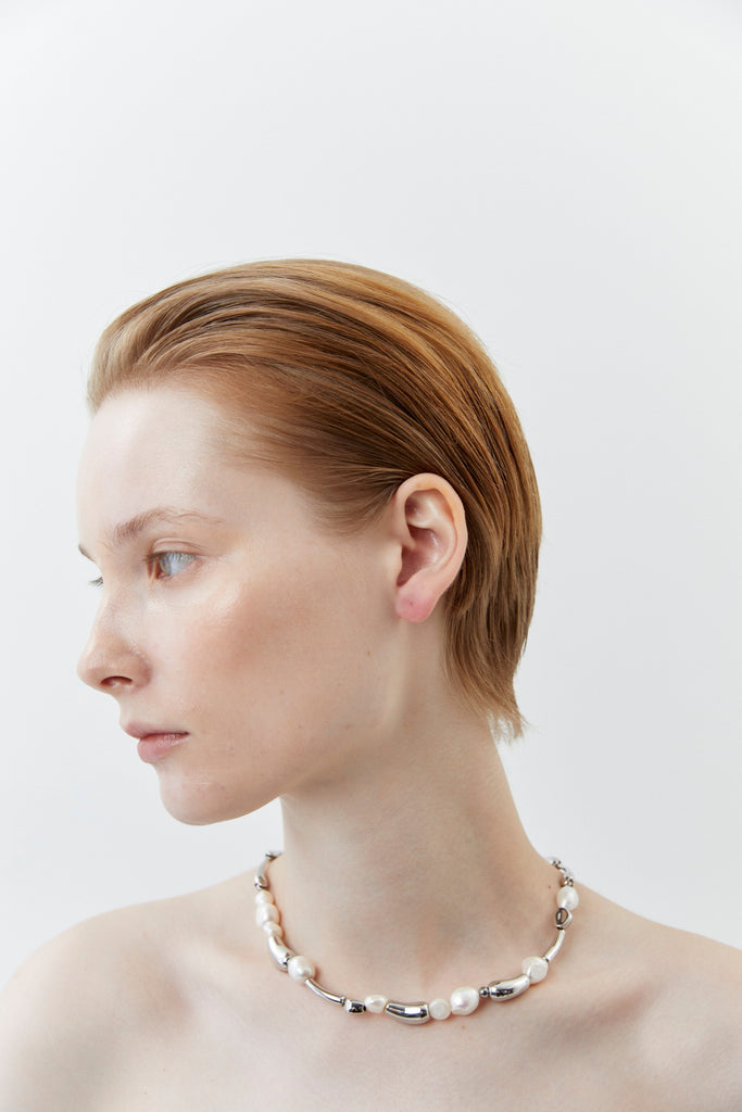 Pearl Rhodium Short Necklace - Nakamol