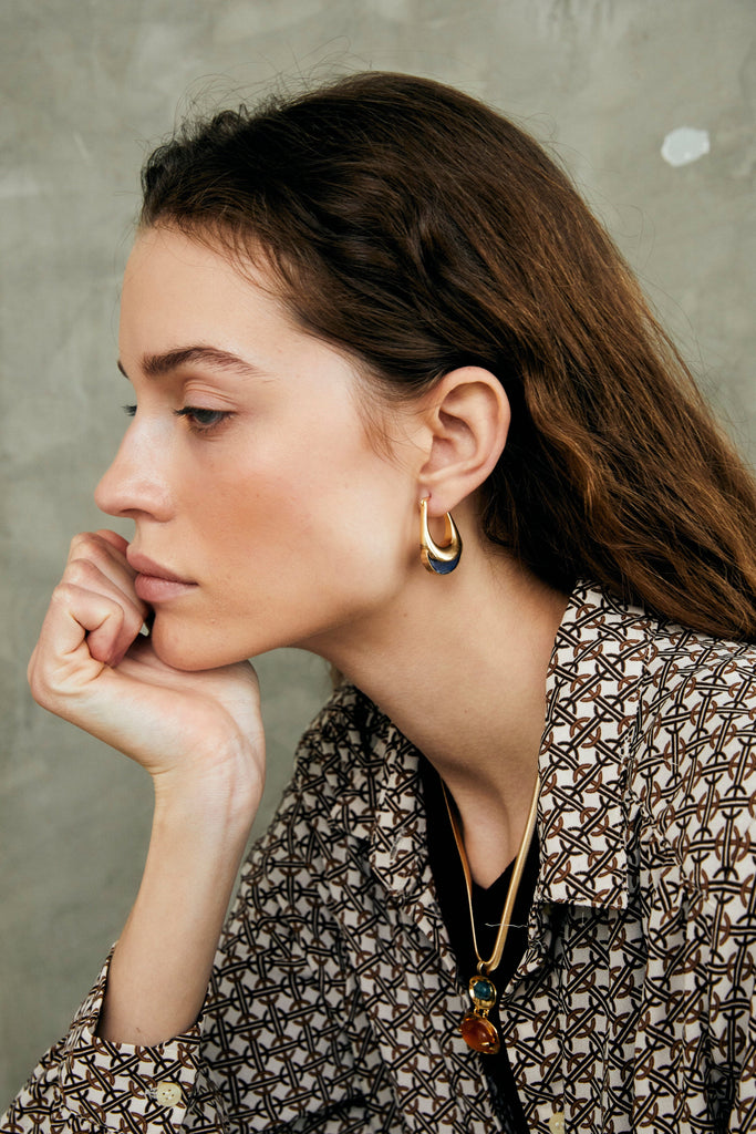 Lapis Lazuli Gold Lever Back Earrings - Nakamol