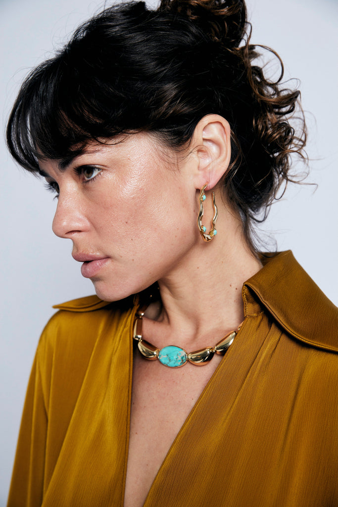 Turquoise Crescent Earrings - Nakamol