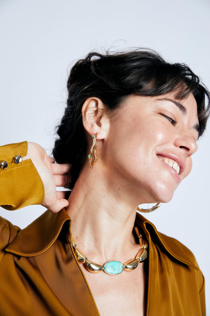 Turquoise Crescent Earrings - Nakamol