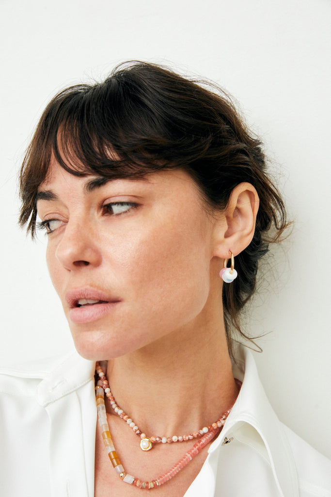 Peach Beaded Short Pendant Necklace - Nakamol