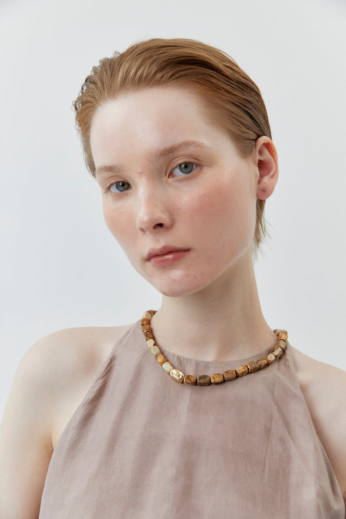 Brown Agate Beaded Short Necklace - Nakamol