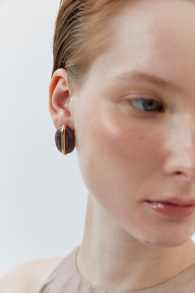 Unakite Gold Bean Earrings - Nakamol