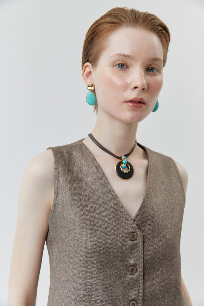 Turquoise Gold Drop Earrings - Nakamol