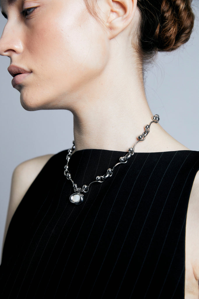 Moonstone Curve Ball Chain Necklace - Nakamol