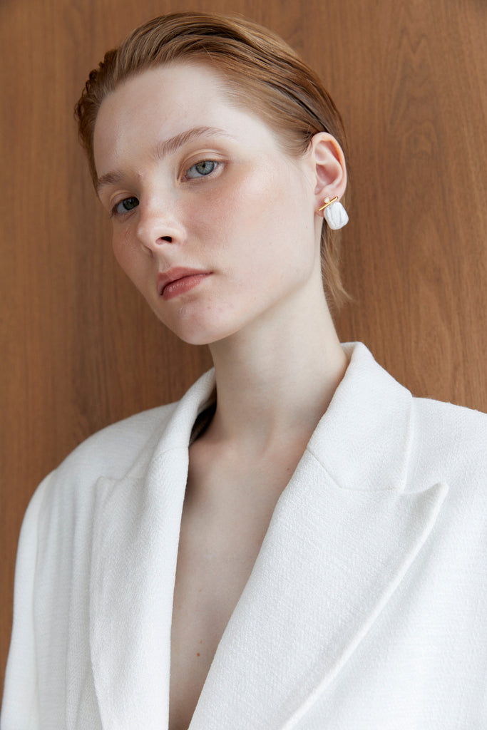 Flat White Pearl Earrings - Nakamol