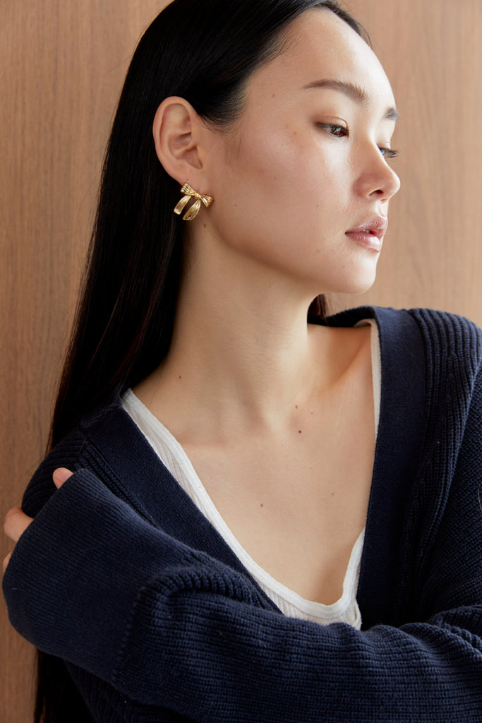 Gold Ribbon Earrings - Nakamol