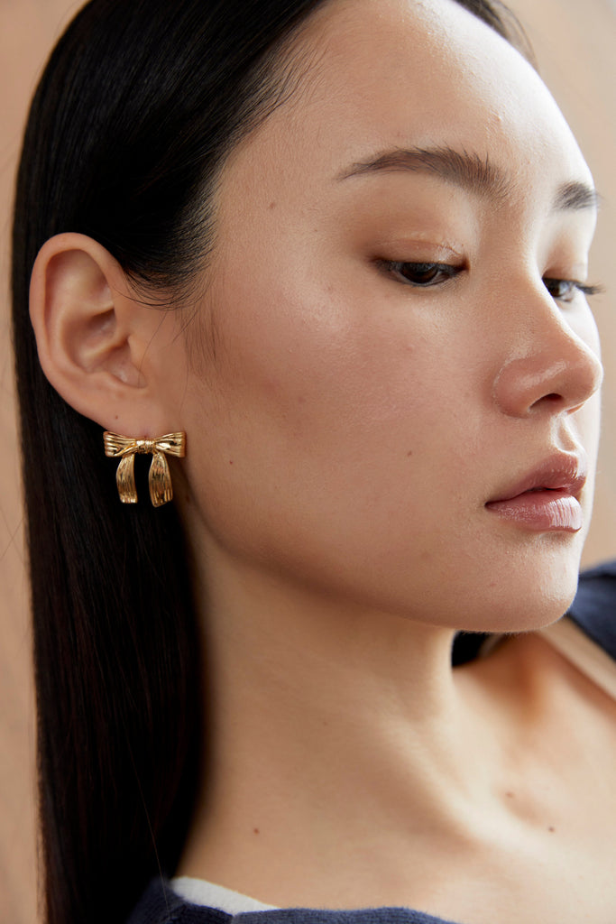 Gold Ribbon Earrings - Nakamol