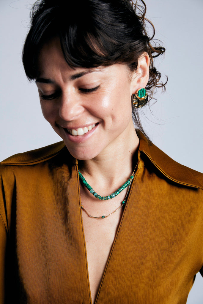 Malachite Gold Chain Necklace - Nakamol