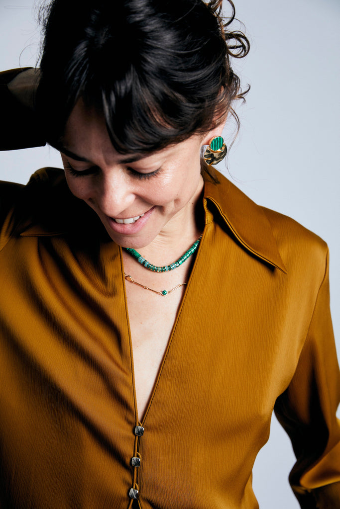 Single Strand Malachite Bead Necklace - Nakamol