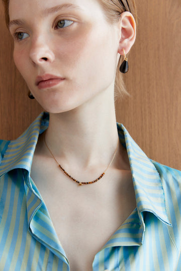Tiger Eye Beaded Chain Necklace - Nakamol